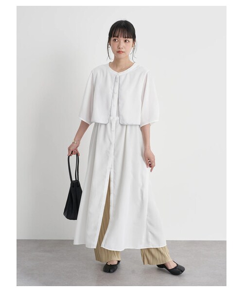 earth music&ecology（アースミュージックアンドエコロジー）の「【WEB限定】サイドリボンシャツワンピース（ワンピース/ドレス・オフホワイト/ネイビー/アイスブルー・F）」の12枚目の写真