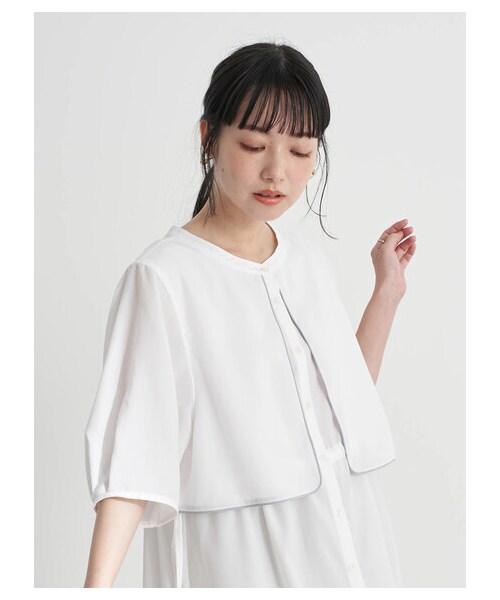 earth music&ecology（アースミュージックアンドエコロジー）の「【WEB限定】サイドリボンシャツワンピース（ワンピース/ドレス・オフホワイト/ネイビー/アイスブルー・F）」の18枚目の写真