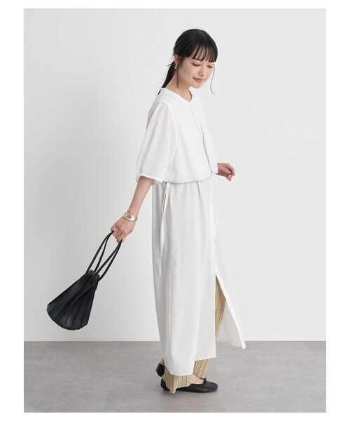 earth music&ecology（アースミュージックアンドエコロジー）の「【WEB限定】サイドリボンシャツワンピース（ワンピース/ドレス・オフホワイト/ネイビー/アイスブルー・F）」の15枚目の写真