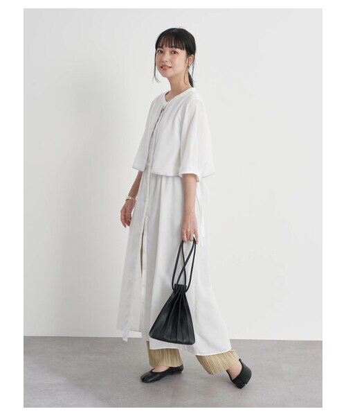 earth music&ecology（アースミュージックアンドエコロジー）の「【WEB限定】サイドリボンシャツワンピース（ワンピース/ドレス・オフホワイト/ネイビー/アイスブルー・F）」の16枚目の写真