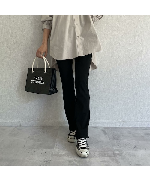 copine(コピン)の「スリット入りソフトフレアリブレギンス(2color)(その他パンツ・レディース・ブラック/ベージュ・ワンサイズ)」の1枚目の写真