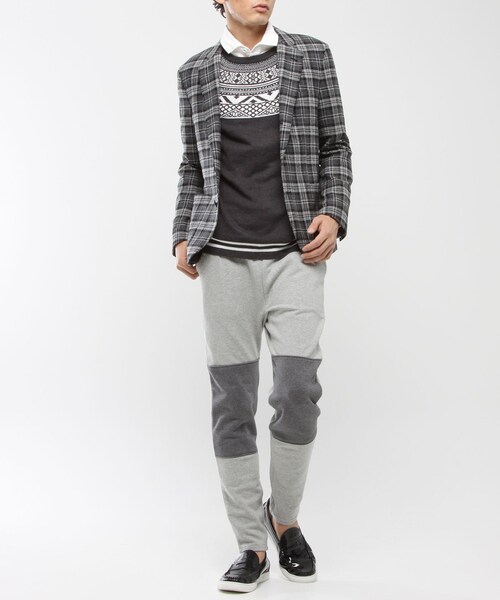 VANQUISH（ヴァンキッシュ）の「ツイードチェック柄三釦段返りシングルジャケット[VSJ022]（ジャケット/アウター・メンズ・グレー・S/M/L）」の4枚目の写真