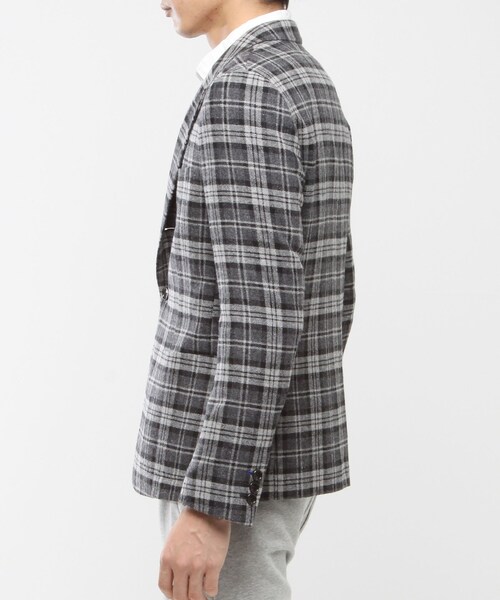 VANQUISH（ヴァンキッシュ）の「ツイードチェック柄三釦段返りシングルジャケット[VSJ022]（ジャケット/アウター・メンズ・グレー・S/M/L）」の3枚目の写真