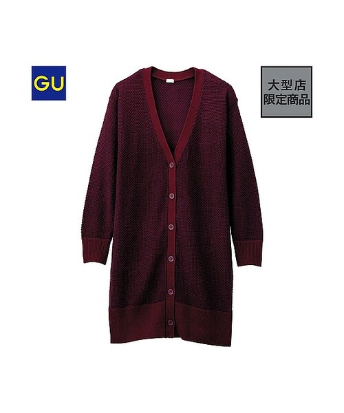 GU（ジーユー）の「（GU）ロングカーディガン（長袖）Ｂ（WOMEN ⁄ パーカ・カーディガン・レディース・OFF WHITE/WINE/BLACK・S/M/XL/L）」の3枚目の写真