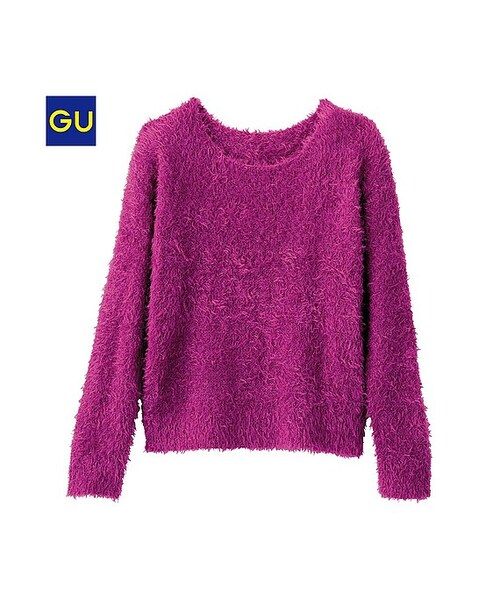 GU（ジーユー）の「（GU）フェザーヤーンセーター（長袖）（WOMEN ⁄ ニット・レディース・YELLOW/BLACK/BLUE/OFF WHITE/PURPLE・XL/M/L/S）」の5枚目の写真