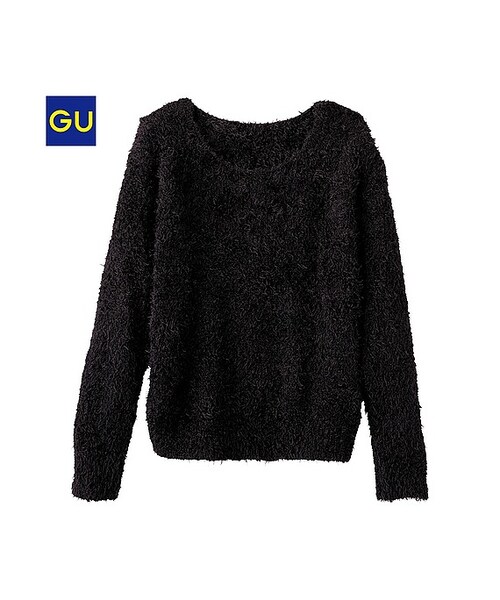 GU（ジーユー）の「（GU）フェザーヤーンセーター（長袖）（WOMEN ⁄ ニット・レディース・YELLOW/BLACK/BLUE/OFF WHITE/PURPLE・XL/M/L/S）」の3枚目の写真