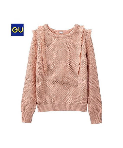 GU（ジーユー）の「（GU）フリルセーター（長袖）ＥＴ（WOMEN ⁄ ニット・レディース・OFF WHITE/PINK/BLACK・S/L/XL/M）」の3枚目の写真