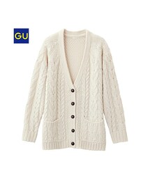 GU | （GU）アラン柄ボリュームカーディガン（長袖）Ａ(ジャケット/アウター)