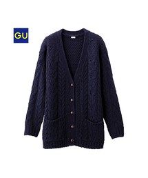 GU | （GU）アラン柄ボリュームカーディガン（長袖）Ａ(ジャケット/アウター)