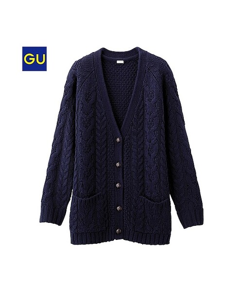 GU（ジーユー）の「（GU）アラン柄ボリュームカーディガン（長袖）Ａ（WOMEN ⁄ パーカ・カーディガン・レディース・GRAY/NAVY/RED/NATURAL/DARK GREEN・M/S/L/XL）」の3枚目の写真