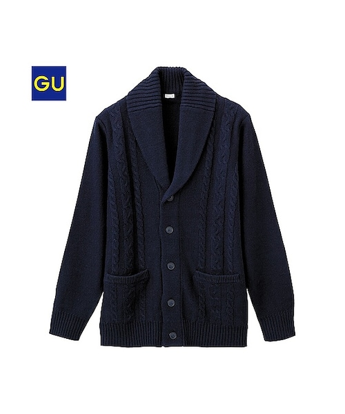 GU(ジーユー)の「(GU)ケーブルショールカラーカーディガン(長袖)(MEN ⁄ パーカ・カーディガン・メンズ・BLUE/NAVY/GRAY/DARK GRAY/RED・XL/L/M/S)」の4枚目の写真