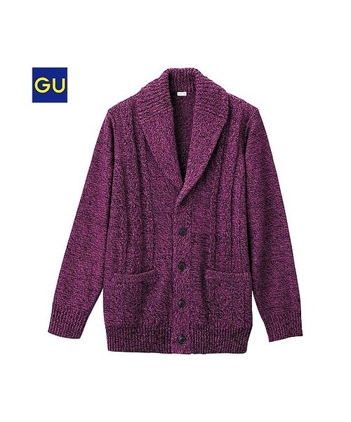 GU(ジーユー)の「(GU)ケーブルショールカラーカーディガン(長袖)(MEN ⁄ パーカ・カーディガン・メンズ・BLUE/NAVY/GRAY/DARK GRAY/RED・XL/L/M/S)」の5枚目の写真