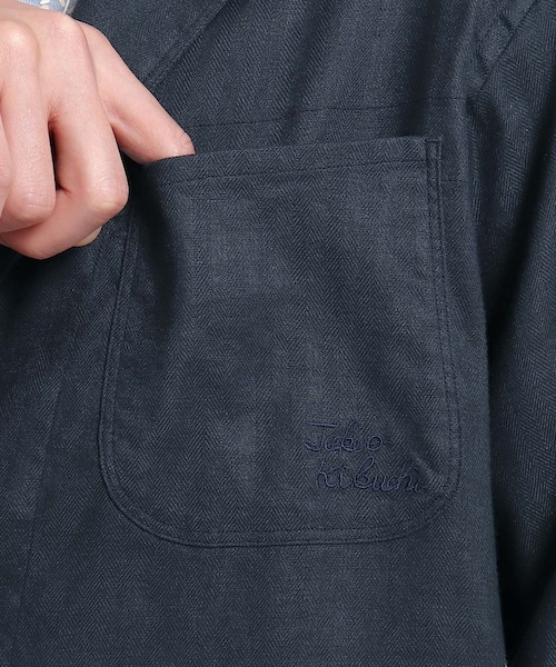 TAKEO KIKUCHI（タケオキクチ）の「リネン シャツジャケット（ジャケット/アウター・メンズ・ライトグリーン(021)/ベージュ(052)/ネイビー(093)・02(M)/03(L)/04(LL)）」の9枚目の写真