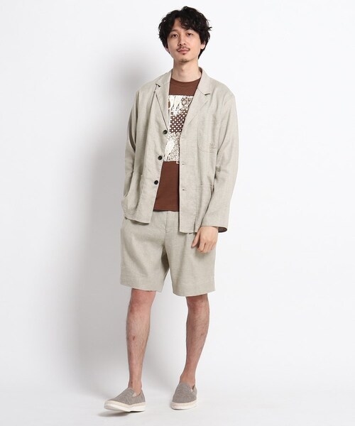 TAKEO KIKUCHI（タケオキクチ）の「リネン シャツジャケット（ジャケット/アウター・メンズ・ライトグリーン(021)/ベージュ(052)/ネイビー(093)・02(M)/03(L)/04(LL)）」の14枚目の写真