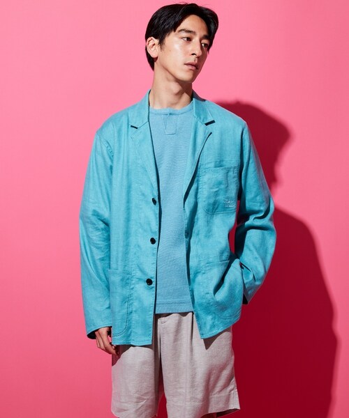 TAKEO KIKUCHI（タケオキクチ）の「リネン シャツジャケット（ジャケット/アウター・メンズ・ライトグリーン(021)/ベージュ(052)/ネイビー(093)・02(M)/03(L)/04(LL)）」の19枚目の写真