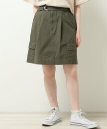 OUTLET（アウトレット）の「共布ベルト付きカーゴポケット台形スカート（スカート）」