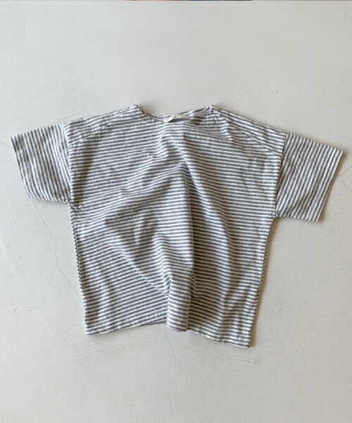 DHOLIC kids（ディーホリックキッズ）の「[T O E] ボーダーワイド半袖Tシャツ（Tシャツ/カットソー・キッズ・グリーン/グレー/ブラック/ブルー/ピンク・S/M/L/XL）」の3枚目の写真