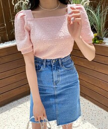 DHOLIC | テクスチャースクエアTシャツ(Tシャツ/カットソー)