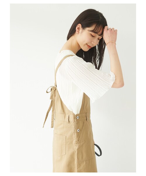 Green　Parks（グリーンパークス）の「・SUGAR SPOON ツイルサロペットスカート（オールインワン・サロペット・グレー/ベージュ/ライムグリーン/ブルー・F）」の5枚目の写真