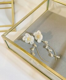 3coins | フラワーガラス下りピアス(ピアス（両耳用）)