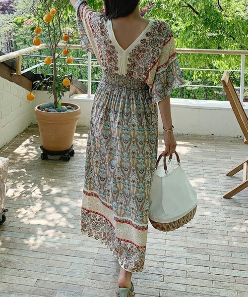 Dholic ディーホリック の エスニックvネックワンピース ワンピース Wear