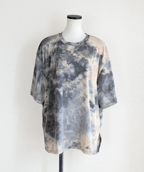 Marient(マリエント)の「タイダイバンドカラーTEE(Tシャツ/カットソー・レディース・ブラック/ブルー・FREE)」の1枚目の写真