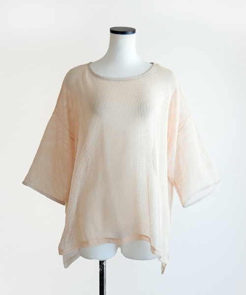 Marient（マリエント）の「メッシュオーバーTEE（Tシャツ/カットソー・レディース・ホワイト/ベージュ/ブラック・FREE）」の3枚目の写真