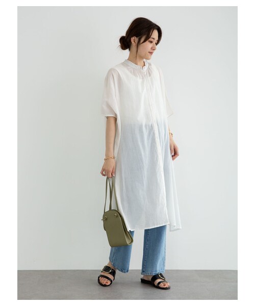 Green　Parks（グリーンパークス）の「I ギャザーゆったりチュニック（ワンピース/ドレス・オフホワイト/ブラック/グレーベージュ/オレンジ・F）」の9枚目の写真