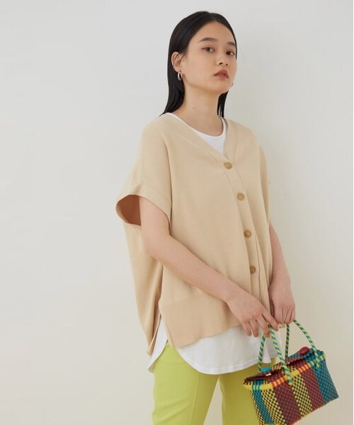 ADAM ET ROPE'(アダムエロペ)の「【セットアップ対応】<SETアイテム>クールUVニットジレセット(トップス・レディース・ブラック/クリーム・F)」の2枚目の写真