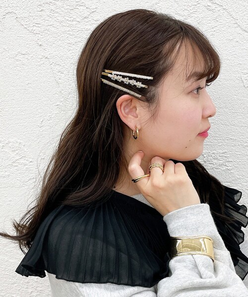 Lattice（Lattice）の「ビーズフラワーセットピン（その他ヘアアクセサリー・レディース・ピンクベージュ/ベージュ/ブルー/シルバー・0）」の2枚目の写真