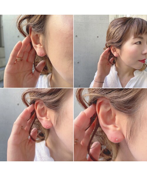 two ply（トゥープライ）の「トゥープライ 173 キャビア 一粒ダイヤモンド スタッド ピアス 0.01ct（ピアス（片耳用）・レディース・ゴールド・free）」の3枚目の写真