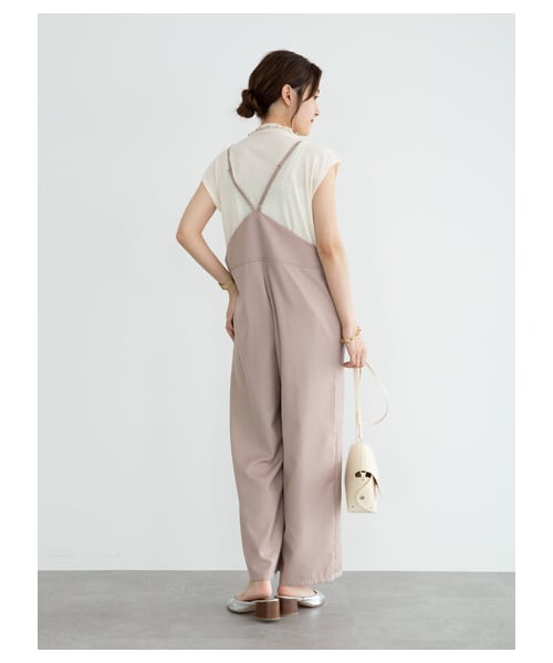 Green　Parks（グリーンパークス）の「・ELENCARE DUE Vネックサロペットパンツ（ワンピース/ドレス・アイボリー/ブラック/ピンク・F）」の9枚目の写真