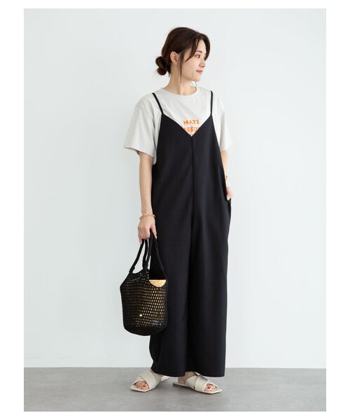 Green　Parks（グリーンパークス）の「・ELENCARE DUE Vネックサロペットパンツ（ワンピース/ドレス・アイボリー/ブラック/ピンク・F）」の10枚目の写真