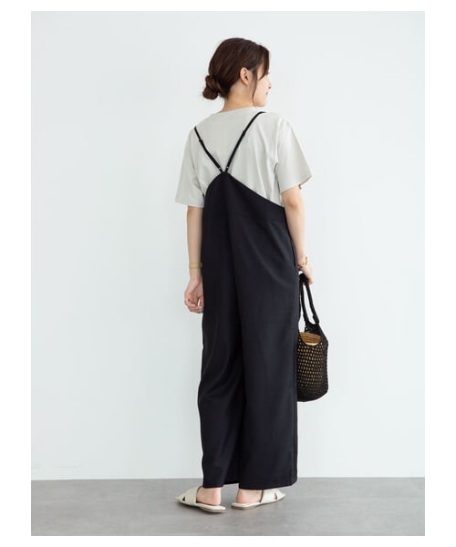 Green　Parks（グリーンパークス）の「・ELENCARE DUE Vネックサロペットパンツ（ワンピース/ドレス・アイボリー/ブラック/ピンク・F）」の12枚目の写真