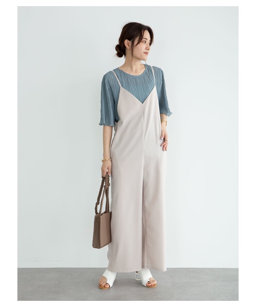 Green　Parks（グリーンパークス）の「・ELENCARE DUE Vネックサロペットパンツ（ワンピース/ドレス・アイボリー/ブラック/ピンク・F）」の13枚目の写真