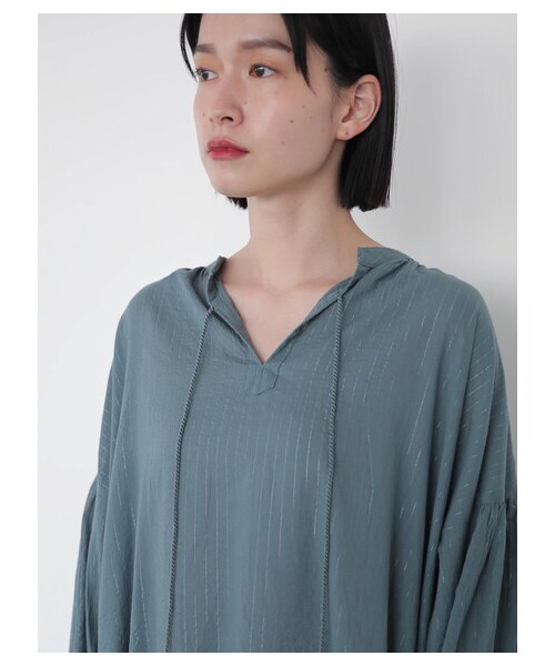 AMERICAN HOLIC（アメリカンホリック）の「ラメドビーストライプワンピース（ワンピース/ドレス・アイボリー/チャコールグレー/グリーン・F）」の4枚目の写真