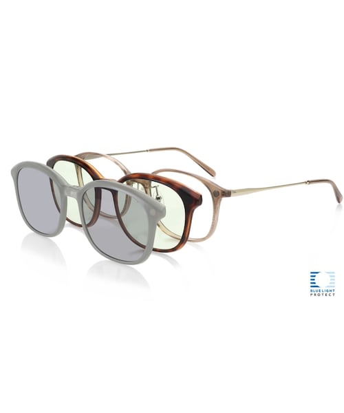 JINS（ジンズ）の「JINS Switch Combi (3in1)（メガネ・レディース・ブラッククリア（ブルー）(198)/ライトブラウンササ（グレー）(283)/ブラウンデミ(386)・Medium 52□18-145○41）」の2枚目の写真