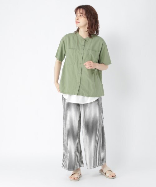 studio CLIP（スタディオクリップ）の「ヘリンボンラップパンツ（パンツ・ヒッコリー/アイボリー/ネイビー）」の4枚目の写真