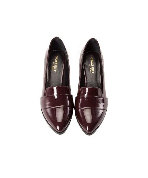 gracegift（グレースギフト）の「簡約漆皮樂福跟鞋（その他・レディース・酒紅/黑・35/36/37/38/39/40/41）」の3枚目の写真