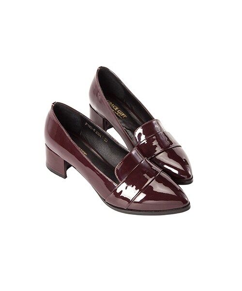 gracegift（グレースギフト）の「簡約漆皮樂福跟鞋（その他・レディース・酒紅/黑・35/36/37/38/39/40/41）」の4枚目の写真