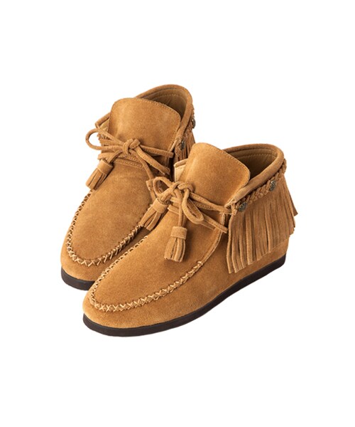 gracegift（グレースギフト）の「麂皮銅釦流蘇內增高綁帶短靴（シューズ・レディース・藍/棕/黑/正紅・35/36/37/38/39/40/41）」の11枚目の写真