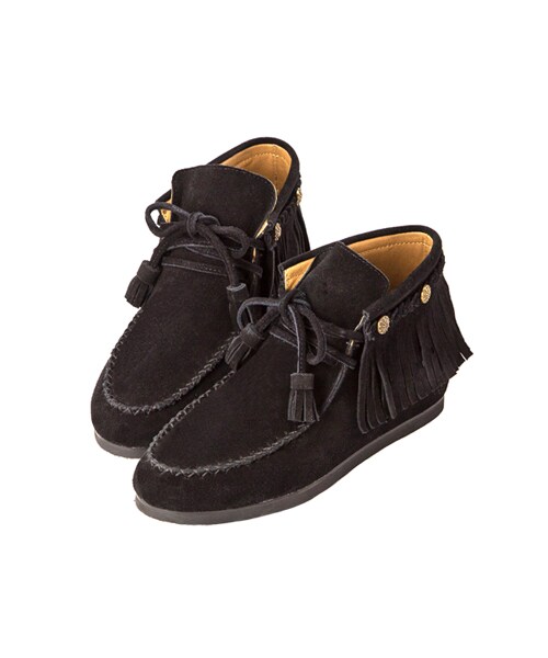 gracegift（グレースギフト）の「麂皮銅釦流蘇內增高綁帶短靴（シューズ・レディース・藍/棕/黑/正紅・35/36/37/38/39/40/41）」の21枚目の写真