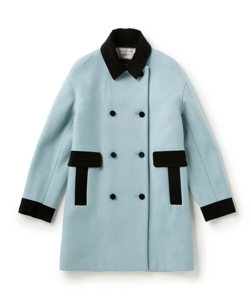 メゾンキツネ maison kitsune ウールコート 水色 MAISON KITSUNE(メゾンキツネ) ショートダッフルコート ライトブルー
