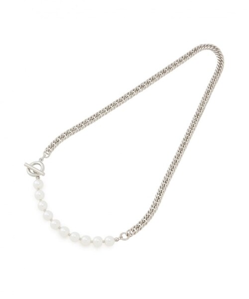 JUNRED（ジュンレッド）の「パールチェーンネックレス（アクセサリー・メンズ・シルバー/シルバー系・F）」の2枚目の写真