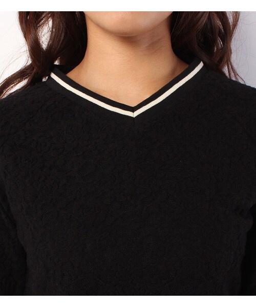 mysty woman(ミスティウーマン)の「【田中里奈コラボ】レーシィプルオーバー&無地スカートセット(ワンピース/ドレス・レディース・ボルドー/カーキ/ネイビー・M)」の7枚目の写真