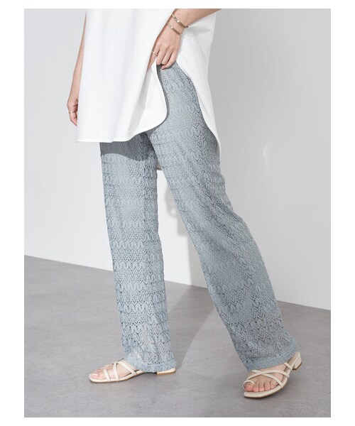 earth music&ecology（アースミュージックアンドエコロジー）の「レースパンツ（パンツ・アイボリー/チャコールグレー/グレーベージュ/ミント・F）」の2枚目の写真