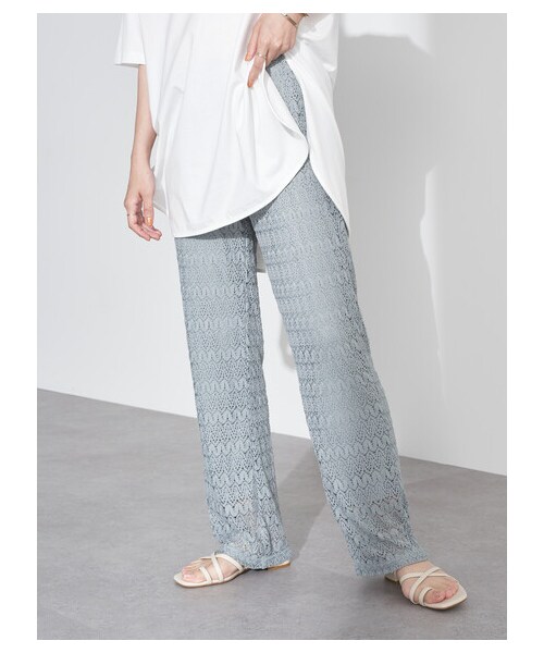 earth music&ecology（アースミュージックアンドエコロジー）の「レースパンツ（パンツ・アイボリー/チャコールグレー/グレーベージュ/ミント・F）」の3枚目の写真