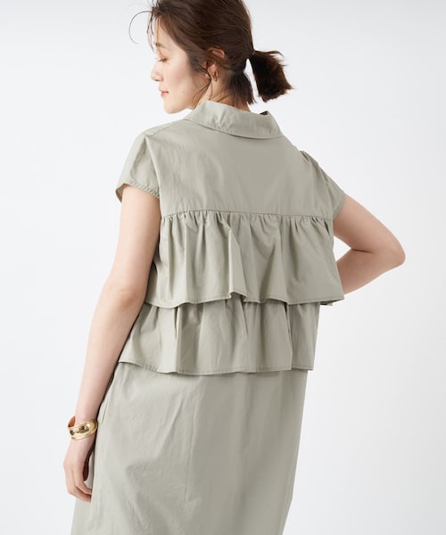 【《今季マストなフリルディティール》洗える】バックフリルシャツワンピース