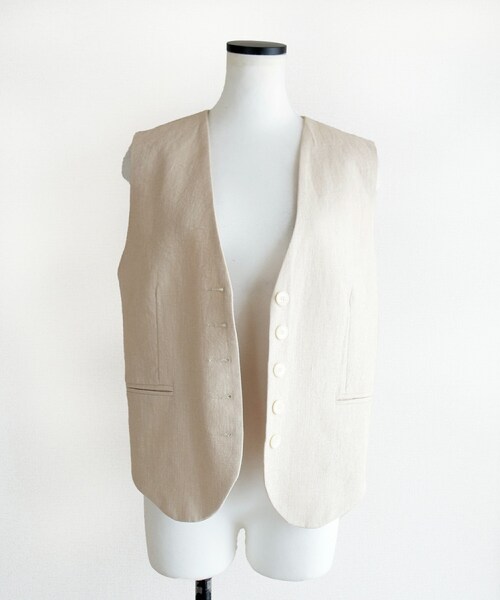 Marient（マリエント）の「ソフィーリネンジレ（ベスト・レディース・イエロー/ホワイト・FREE）」の2枚目の写真