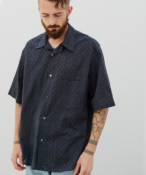 《匿名発送》【sahara】Embroidery Sheer Shirt